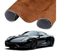 XhuangTech Suede Fabric Car Wrap Film, DIY Soft Touch Paint Protective Film with Air Channel, Self-Adhesive Car Decorative Sticker Exterior Interior Elastic Decal (Brown, 75×152CM)