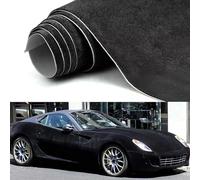 XhuangTech Suede Fabric Car Wrap Film, DIY Soft Touch Paint Protective Film with Air Channel, Self-Adhesive Car Decorative Sticker Exterior Interior Elastic Decal (Black, 20×152CM)