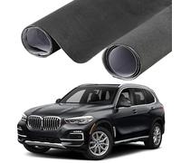 XhuangTech Suede Fabric Car Wrap Film, DIY Soft Touch Paint Protective Film with Air Channel, Self-Adhesive Car Decorative Sticker Exterior Interior Elastic Decal (Dark Grey, 50×152CM)
