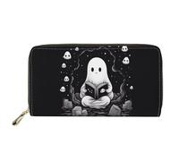 Xhuibop Personalized Long Wallet Purse for Women Large Capacity Clutch Pouch PU Leather, Halloween Cute Ghost, L, Compact