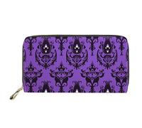 Xhuibop Personalized Long Wallet Purse for Women Large Capacity Clutch Pouch PU Leather, Halloween Haunted Mansion, L, Minimalist