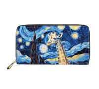 Xhuibop Personalized Long Wallet Purse for Women Large Capacity Clutch Pouch PU Leather, Starry Sky Giraffe, One Size, Casual