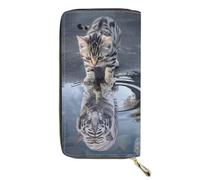 Xhuibop Personalized Long Wallet Purse for Women Large Capacity Clutch Pouch PU Leather, Tiger Cat, One Size, Casual