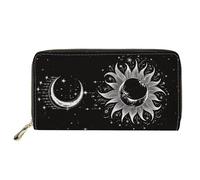 Xhuibop Sun Moon Leather Purse with Zipper Large Long Womens Purses Travel Bag Money Storage
