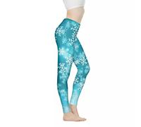 Xhuibop Women Yoga Pants Tummy Control Workout Leggings Stretch Fitness Tights Butt Lifting, Blue Snowflake, S
