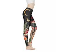 Xhuibop Women Yoga Pants Tummy Control Workout Leggings Stretch Fitness Tights Butt Lifting, Butterfly Mushroom, XL