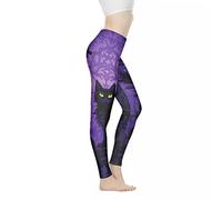 Xhuibop Women Yoga Pants Tummy Control Workout Leggings Stretch Fitness Tights Butt Lifting, Halloween Cat Haunted Mansion, L