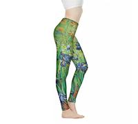 Xhuibop Women Yoga Pants Tummy Control Workout Leggings Stretch Fitness Tights Butt Lifting, Vincent Van Gogh Irises, S