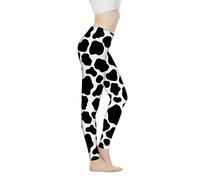 Xhuibop Yoga Leggings Tummy Control for Women Custom Workout Pants Haigh Waist, Cow Print, XXL