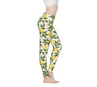 Xhuibop Yoga Leggings Tummy Control for Women Custom Workout Pants Haigh Waist, Lemon, Medium