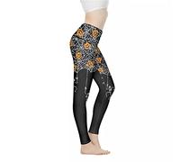 Xhuibop Yoga Pants Ankle Length Women Workout Leggings High Waist, Halloween Spider Web Pumpkin Skeleton, XL