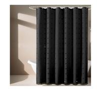 Xhuilong Boho Shower Curtain with Tassels, Modern Farmhouse Polka Dot Polyester Shower Curtain Set with Hooks(Black 72in)