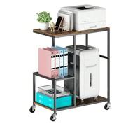 XHURWDZ643KM Practical 3-Tier PC Tower Stand CPU Holder Cart, Mobile Printer Table with Wheels, Multifunctional Storage Shelf for Home Office Kitchen Home Office