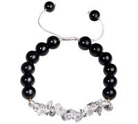 XHUUU 7 Chakra Black Obsidian Bracelet for Women Men Healing Crystals and Gemstones Mens Bracelets Adjustable Strand, 8 mm, Stone, obsidian