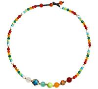 XHUUU Black Choker 7 Chakra Beaded Necklaces for Women Crystals and Stones Essential Oil Diffuser Yoga Meditation Balance Crystal Necklace (Colourful)