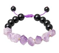 XHUUU Black Obsidian/Drusy Quartz Raw Amethyst Crystal Bracelet for Women Rope Adjustable Energy Crystals Beads for Bracelets