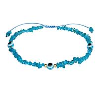 XHUUU Blue Apatite Evil Eye Anklet Bracelets for Women Tumbled Chip Beach Foot Anklet Amulet Protection Reiki Crystals
