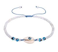 XHUUU Boho White Shell Beaded Ankle Bracelets for Women Evil Eye Anklet Protection Summer Beach Handmade Amulet Foot Chain Jewelry