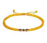 XHUUU Evil Eye Charms Beaded Anklet Protection Beach Foot Gemstones Crystals and Healing Stones Ankle Bracelets for Women Adjustable (Yellow Agate)
