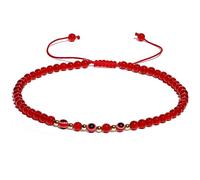 XHUUU Evil Eye Charms Beaded Anklet Protection Beach Foot Gemstones Crystals and Healing Stones Ankle Bracelets for Women Adjustable (Red Agate)