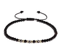 XHUUU Evil Eye Charms Beaded Anklet Protection Beach Foot Gemstones Crystals and Healing Stones Ankle Bracelets for Women Adjustable (Black Agate)