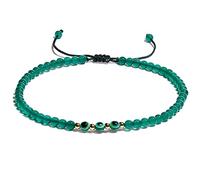 XHUUU Evil Eye Charms Beaded Anklet Protection Beach Foot Gemstones Crystals and Healing Stones Ankle Bracelets for Women Adjustable (Green Agate)