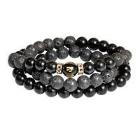 XHUUU Feng Shui Black Obsidian/Lava Rock Wrap Stretch Bracelets for Women | Essential Oil Diffuser, Strong Elastic String, Spiritual Protection Gemstones, Positive Energy, Good Carving, Balance