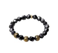 XHUUU Feng Shui Black Obsidian Star Shape Cutted Wealth Bracelets for Men and Women Heart Sutra Energy Power Balance Meditation Bracelet