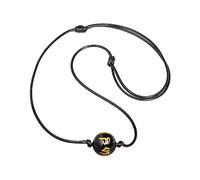 XHUUU Handmade Black Agate Choker Necklaces for Women Men Protection 16mm | Unisex, Simple, The Six Syllable Mantra Round Beads, Adjustable 40-63 cm, Wax Rope Chain, Positive Energy, Good Carving