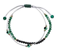 XHUUU Layered Black Agate Evil Eye Ankle Bracelets for Women Essential Oil Diffuser Beach Foot Anklet Meditation Yoga Charm Protection Gifts (Moss Agate)