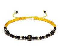 XHUUU Natural Agate Beaded Anklet Amulet Protection Healing Crystals and Gemstones Ankle Bracelets for Women Beach Jewelry Foot Chain Beach (Yellow/Black Agate)