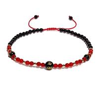 XHUUU Natural Agate Beaded Anklet Amulet Protection Healing Crystals and Gemstones Ankle Bracelets for Women Beach Jewelry Foot Chain Beach (Red/Black Agate)