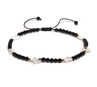 XHUUU Natural Black Agate Beaded Anklet Shell Star and Moon Ankle Bracelets for Women Anxiety Relieve Stress Beach Foot Chain Jewelry Lucky Gifts