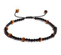 XHUUU Natural Black Agate Stone Ankle Bracelets for Women Tiger's Eye Beaded Anklet Beach Foot Energy Gemstones Healing Crystal Anti Anxiety Jewelry Gifts
