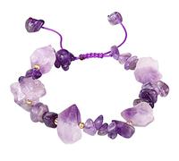 XHUUU Raw Amethyst Bracelet for Women Drusy-Quartz Crystals and Stones Meditation Balance Elastic (Drusy Amethyst)