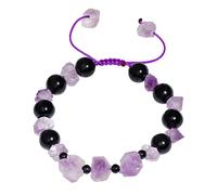 XHUUU Raw Drusy Quartz Amethyst/Black Obsidian Bracelet for Women Crystals and Gemstones Beaded Bracelets