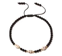 XHUUU Reiki Crystals and Stones Beaded Anklet Delicate Gothic Punk Personality Skull Charms Ankle Bracelets for Women Beach Foot Jewelry (Black Agate)