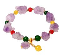 XHUUU Reiki Raw Amethyst Beaded Bracelets Love Good Luck Irregular Spiritual Crystals Stretch Bracelets for Women Protection Balance Meditation Jewelry
