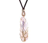XHUUU Reiki Tree of Life Wire Wrapped Clear Quartz Pendant Necklace Handmade Energy Crystals Necklaces for Women and Men Balance Yoga Meditation Gifts