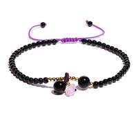 XHUUU Simple Black Agate Beaded Anklet Obsidian Raw Amethyst Protection Energy Crystals Adjustable Ankle Bracelets for Women Handmade Love Jewelry