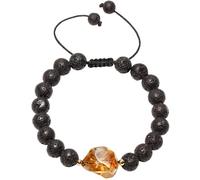 XHUUU Spiritual Gemstones and Crystals Beaded Bracelets Protection Raw Citrine Bracelets for Women and Men Wealth Good Luck Jewelry Unisex, M, Stone, Lava Stone