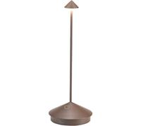 XHW Zafferano Pina Pro - Aluminum Dimmable LED Table Lamp, IP54 Protection, Indoor/Outdoor Use, Plug Charging Base, H29cm, EU Plug - Corten-
