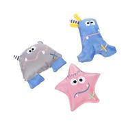 XhWser Pack of 3 Little Dog Fluffy Wonderful Tool for Relieving Boredom Tear Resistant molars Corgi Energy consuming Toy pet sea Monster, black