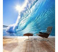 XHXI Photo 3D Wallpaper Waves of The Ocean and Paintings of Dream Surf Destination Removable 3D Wallpaper PVC Sticker 3D Wallpaper Living Room The Wall for Bedroom Effect Mural border-350cm×256cm