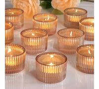 XHYASD Tea Light Holder Glass Pack of 10 Orange Yellow 5 x 3.5 cm