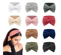 XHYASD Women's Headband Pack of 10, Soft Elastic Headscarf, Wide Plain Multicoloured Headband Set, Non-Slip Hair Accessories for Summer, Yoga, Sports & Makeup