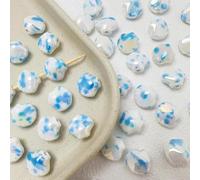 XHYXWN 10 Pcs 12x14 Mm Colorful Shell Ceramic Beads, Irregular Ceramic Loose Beads, for Beaded DIY Handmade Bracelets, Necklaces, Earrings Accessories