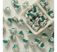 XHYXWN 10 Pcs 14 Mm Handmade Glazed Ceramic Loose Beads, Animal Shaped Ceramic Beads, for DIY Beaded Bracelets, Necklaces, Keychain Accessories