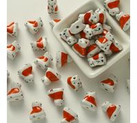 XHYXWN 10 Pcs 14 Mm Handmade Glazed Ceramic Loose Beads, Animal Shaped Ceramic Beads, for DIY Beaded Bracelets, Necklaces, Keychain Accessories