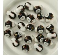 XHYXWN 10 Pcs 14x19 Mm Animal Pattern Ceramic Loose Beads, Hand-Painted Ceramic Spacer Beads, for DIY Beaded Bracelets, Necklaces and Pendants Making